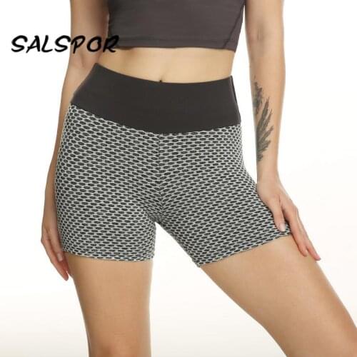 SALSPOR High Waist Booty Shorts Women Fitness Workout Casual Shorts Elasticity Ladies Running Seamless Bottoms Cycling Quick Dry