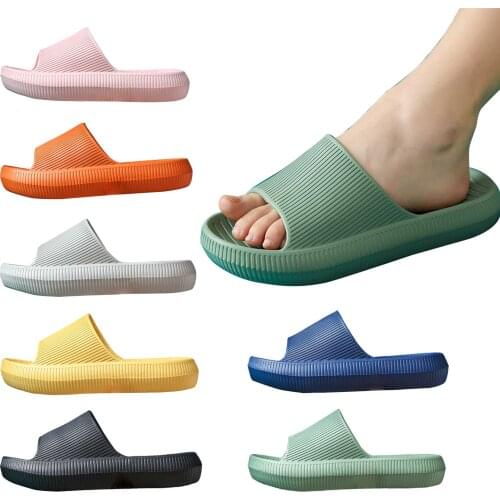 Non-slip Slippers Fashion Thick Sole Soft EVA Indoor Slide Sandals Casual Beach shoes Men Women summer slippers Bathroom