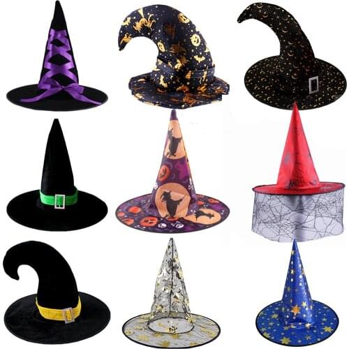 Witch Hats Masquerade Ribbon Wizard Hat Party Hats Caps Costume Accessories Halloween Party Fancy Dress Head Wear