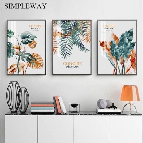 Scandinavian Picture Colorful Leaf plant Poster Nordic Style Botanical Wall Art Canvas Print Painting Modern Living Room Decor