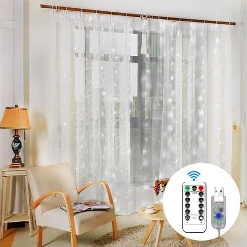 Fairy Lights Curtain Wedding Decoration Lights Curtain USB LED Outdoor Bedroom Home Cortinas Accessories Decor Led String Light