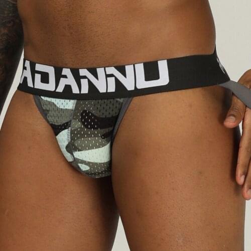 2020 ADANNU Brand Men Sexy Gay Jockstrap Thongs Mens Mesh G-Strings Male U Pouch Penis Bikini Breathable Underwear AD186