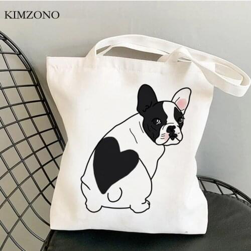 French Bulldog shopping bag bolsas de tela shopper canvas eco cotton bolso bag woven fabric sac cabas string custom