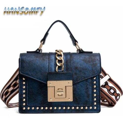 Womens Fashion PU Leather Girl Rivets Star Mini Bag High Quality Wide Shoulder Strap Bag Messenger Small Square Package CC-24