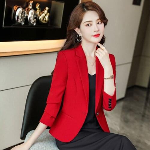 Formal OL Styles Women Blazers Jackets Coat Long Sleeve Professional Business Work Wear Elegant Red Ladies Outwear Blaser