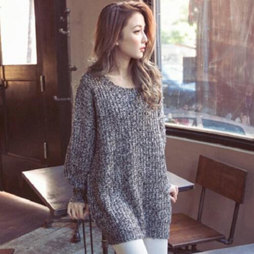 Casual Street Knit Sweater Womens Round Neck Long Sleeve Solid Color Loose Hat 2019 Fashion Autumn Winter Womens Sweater