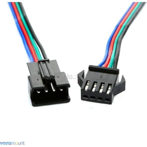 10-100 Pairs 4Pin 4-Pin JST SM Connector Male to Female SM Plug Connector 15cm Cable for 5050 3528 2801 8806 RGB LED Strip Light