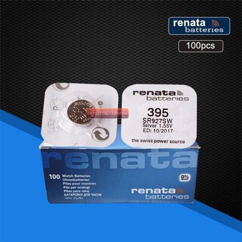 100pack renata Silver Oxide Watch 395 SR927SW 927 1.55V 100% 395 Renata 927 Battery