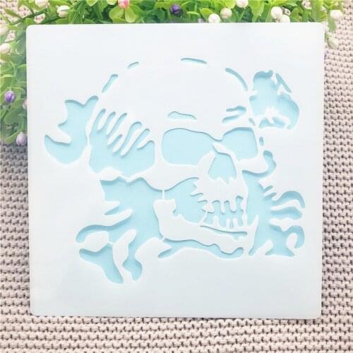 13x14cm skull Scrapbook Stencils Spray Plastic Mold Shield DIY Cake Hollow Embellishment Printing Lace Ruler Valentine