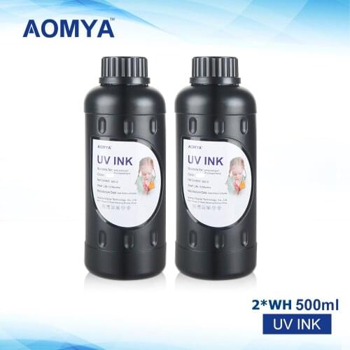 2 Bottle x 500ml UV Ink / UV LED white Ink For Epson UV flatbed Printer / 3D UV Printer For Epson 1390 1400 1410 L800 R290 R330