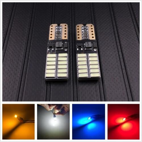 2pcs No polarity Canbus T10 bulbs with 4014 SMD 24 led Interior Light 194 168 W5W LAMP white NO OBC ERROR Amber Red Blue