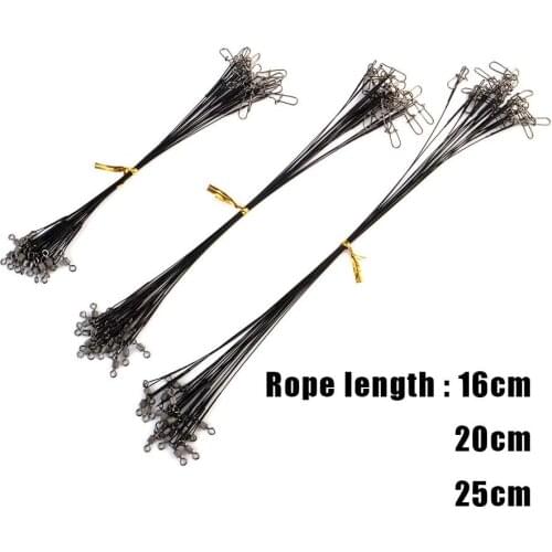 20PCS/lot Fishing Lure 16/20/25CM Trace Rope Steel Wire Leader Line Rolling Swivel Tackle Spinner Shark Spinning 2 Colors