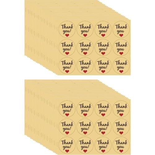600x Thank You Stickers Love Heart Envelope Gift Round Kraft Paper Seals Labels