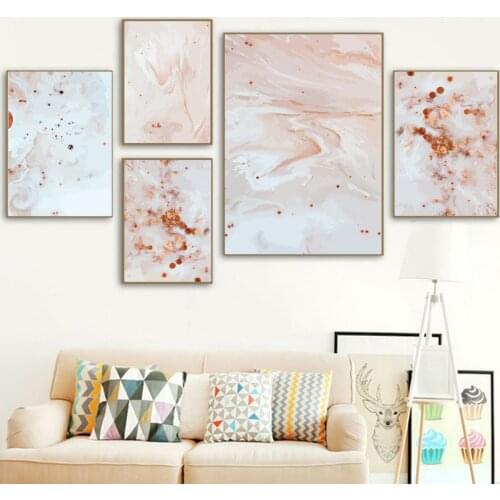 Abstract Pink and White Poster Canvas Print Painting Wall Art Living Room Home Decoration
