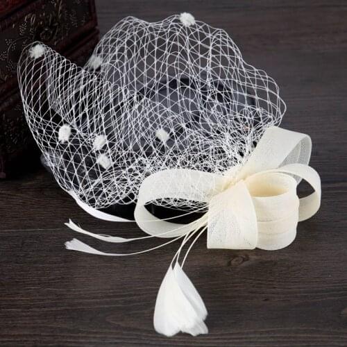 European Women Wedding Photography Dress Accessories Charming Sexy Gauze Bowknot Hair Clip Handmade Mask Headwear BN