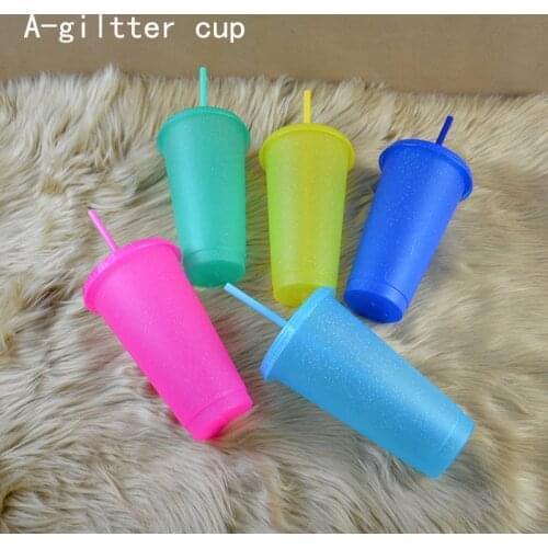 Matte Finish 700ml Straw Cup With Lid With Logo starsss Coffee Cup Reusable Cups Plastic Tumbler Coffee mug Dropship Wholesale