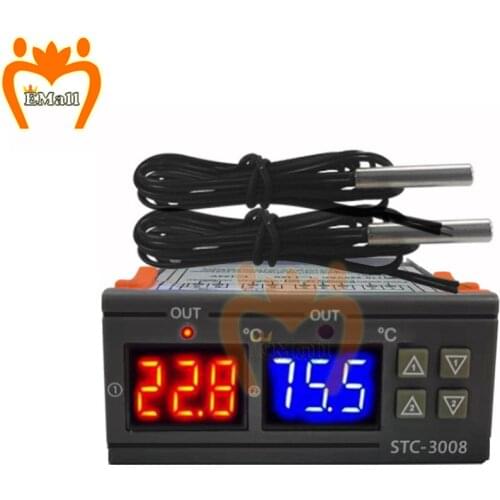 STC-3008 Dual Digital Temperature Controller Sensor Two Relay Output 12V 24V 220V Thermoregulator Thermostat With Heater Cooler