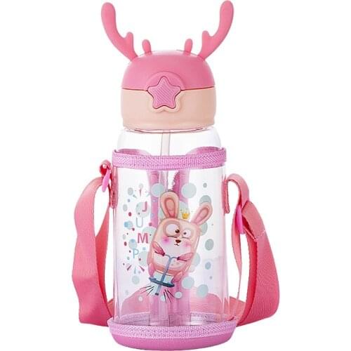 Childrens Straw Cup Plastic Water Bottles Baby Cartoon Ncreative Student Kettle Water Bottles Kids L1