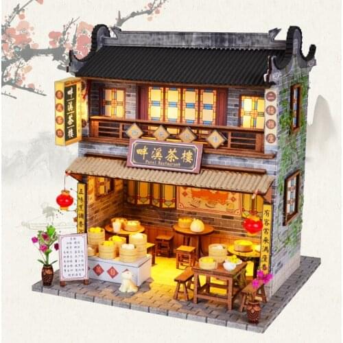 DIY Handmade Cottage Ancient Style House Model Chinese Style Ancient Building Miniature Toy Assembled House Making Gift