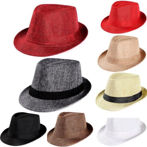 Men Vintage Gangster Trilby Summer Outdoor Felt Fedora Hat Gentleman Elegant Men Pure Color Retro Jazz Caps Apparel Accessories