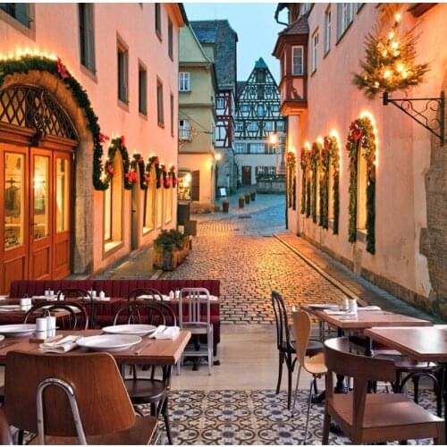 Custom mural European Italian town street landscape mural backdrop wallpaper restaurant cafe corridor custom mural