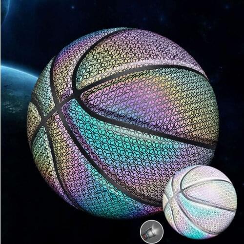 Holographic Reflection Luminous Fluorescent Basketball Rainbow Star Sky Hot Online Cool Basketball Lighting Effects Shiny