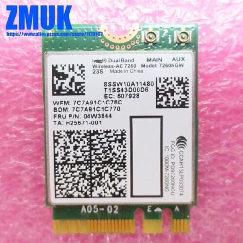 Intel Dual Band Wireless-AC 7260 WiFi+BT4.0 Combo Card For Thinkpad X240 T440 T440S T440P T540P W540 L440 Series,P/N 04W3844