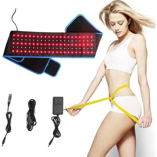 Red and infrared light therapy belt with timer to relieve muscle pain in the shoulder joints at the back of the waist led belt