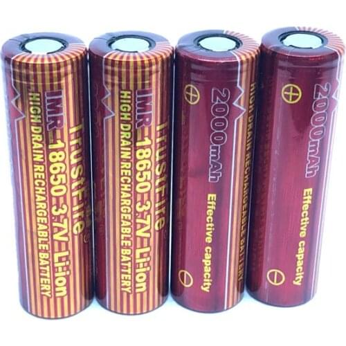 5pcs/lot Trustfire IMR 18650 3.7V 2000mAh Lithium Battery High Drain Rechargeable Batteries For LED Flashlights E-cigarettes