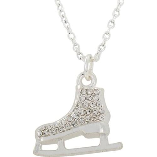Fashion Design Double Sides Rhinestones Skating Shoe Pendant Necklace