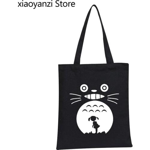 Hayao Miyazaki Printed Women Men Eco Reusable Girls Fashion Handbag Manga Curta Student Shoulder Bags Canvas Shopping Bags Totes
