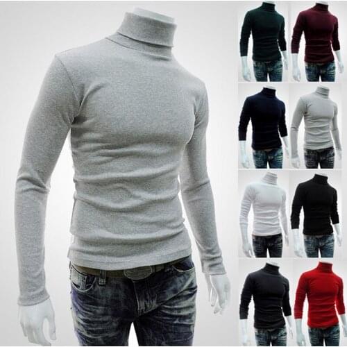 New Autumn Winter MenS sweater Mens Turtleneck Solid Color Casual Thin Sweater Mens Slim Fit Brand Knitted Pullovers