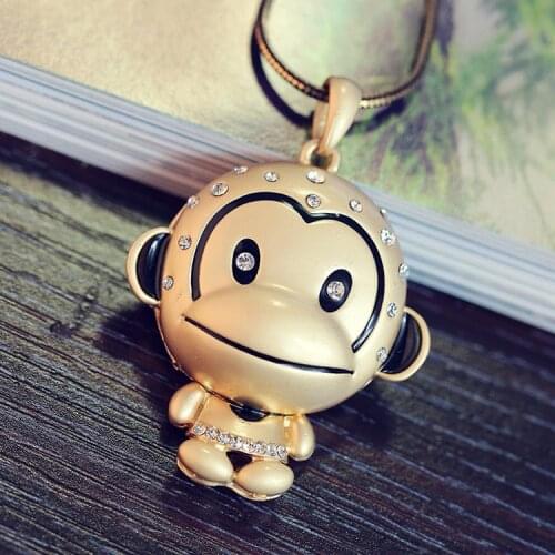 New Original Crystals from Swarovskis Monkey Necklaces 925 silver Fine Jewelry For Women winter pendant sweater Christmas