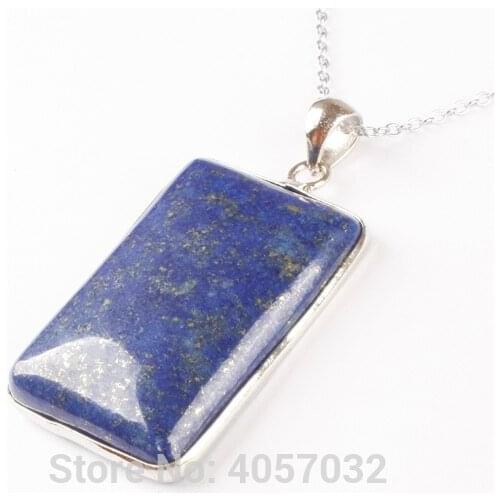 New 32x26MM Natural Lapis Lazuli Rectangle Bead Pendant 1PCS