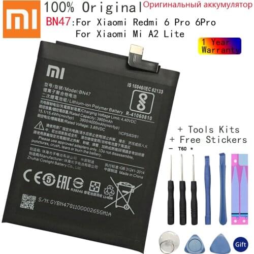 Original Xiaomi BN47 Replacement Battery for Xiaomi Redmi 6 Pro / Mi A2 Lite Capacity 4000mAh With Free Tools