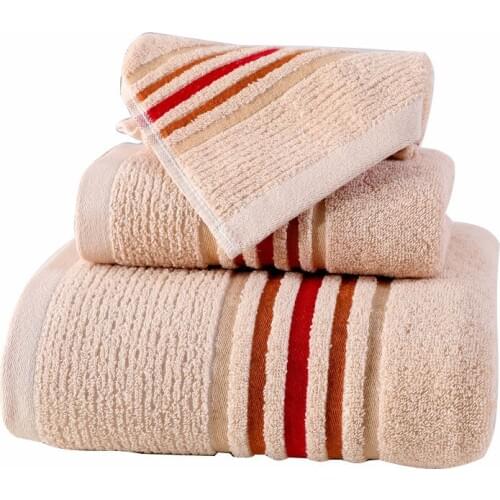 Drop Shipping New 100% Cotton 3pcs/set Bathroom Bath Towels Hand Towels Washcloths Soft Absorbent Towel Set