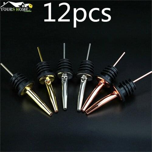12pcs/set Wine Bottle Pourer Stopper Stainless Steel Wine Liquor Spirit Pourer Free Flow Wine Bottle Pour Spout Stopper Barware