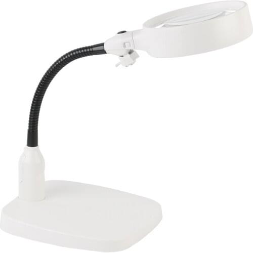 Professional LED Desktop Magnifier Glass 10X Lens 6 LED Illumination Light For Reading Engraving Welding