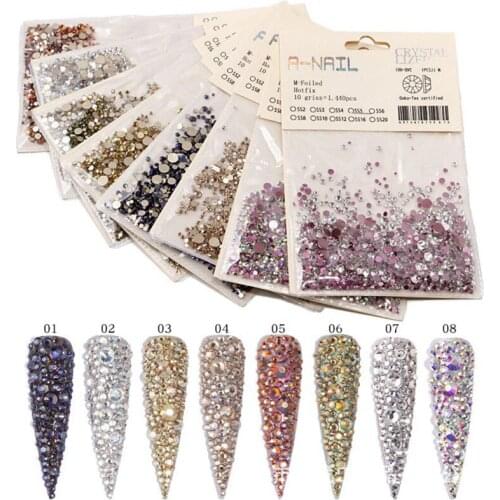 1440Pcs/pack Clear Crystal AB Gold 3D Flat Back Nail Art Rhinestones Decorations Shoes And Dancing Decoration