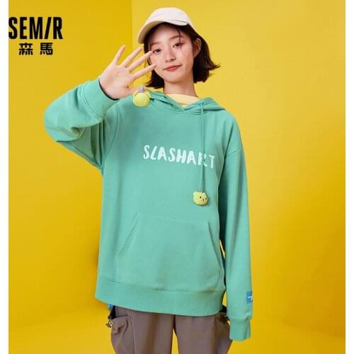SEMIR Sweatshirt Couple Letter Pattern Cartoon Doll Men And Women Same Style 2021 Spring Tops Hoodies Fashion