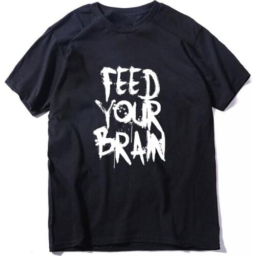 COOLMIND 100% cotton short sleeve feed your brain print men T shirt funny men T shirt o-neck streetwear men t-shirt tee shirts