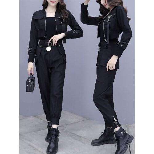 Women 2021 Spring Autumn Streetwear Tracksuits 2 Two Piece Set Female Sweat Outfits Matching Sets Jackets Flare Pants Sets C304
