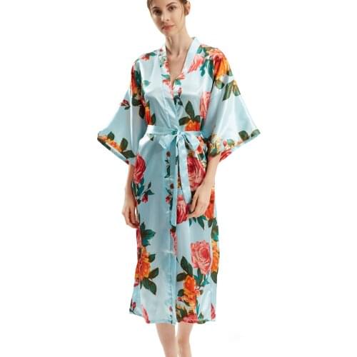 Womens Peony Printed Kimono Robe Plus Size Long Floral Satin Robes Plus Size Kimono Cover Up Loose Cardigan Top Bachelorette