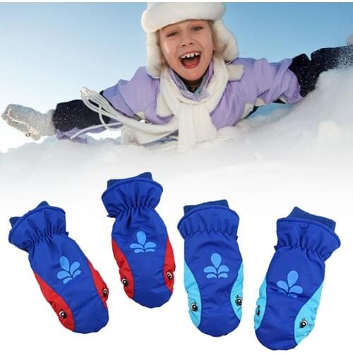 Winter Outdoor Ski Riding Warm Gloves Childrens Halter Ski Gloves Dolphin Print Thicken Warm Gloves