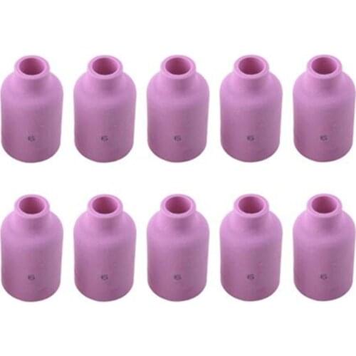 10PCS TIG Alumina Nozzles Shield Cup #6 10N48 Fit TIG Welding Torch Consumables SR PTA DB WP 17 18 26 Series