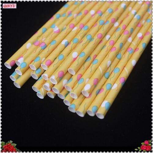 25pcs/lot Balloon Paper Drinking Straws Drinking Tubes Party Wedding Hollween Supplies Decoration 7ZSH896-25