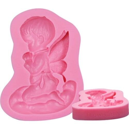 3D Silicone Mold Cute Angel Boy Shape Fondant Cake Tools For Cupcake Food Grade Silicone Mould Molds For Plaster