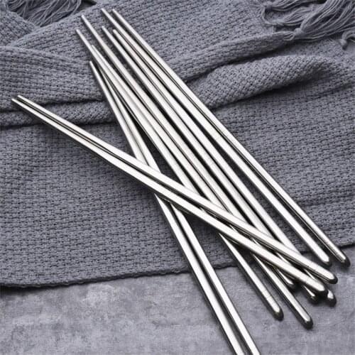 5 Pair/set Chinese Metal Chopsticks Family Pack Non-slip Stainless Steel Chop Sticks Set Reusable Food Sticks Sushi Chop Sticks