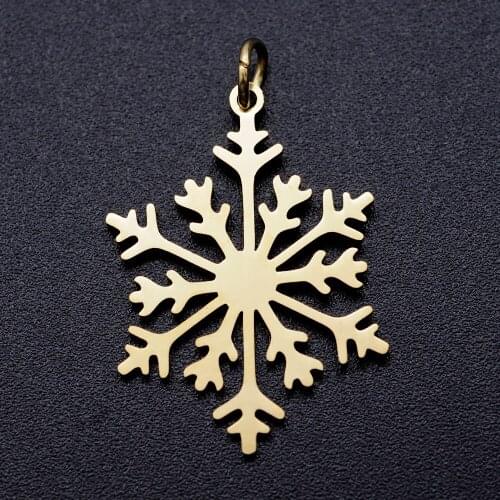 5pcs/lot 316L Stainless Steel Snowflake Winter DIY Charm Pendant Wholesale Charms for Necklaces AAAAA Quality