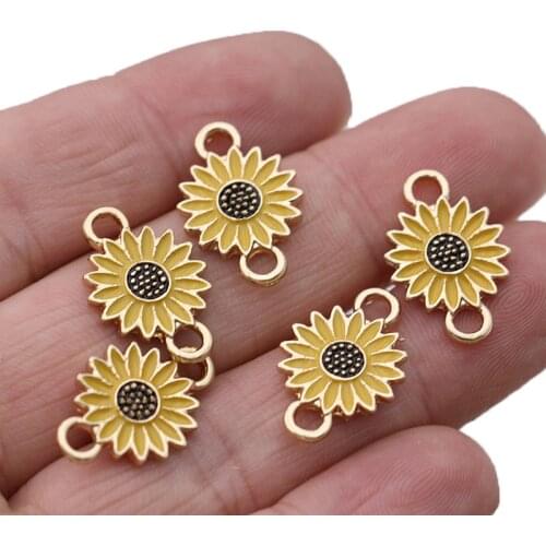 6PCS Gold Color Flower Charm Connectors for Jewelry Making Bracelet Findings Accessories DIY Craft
